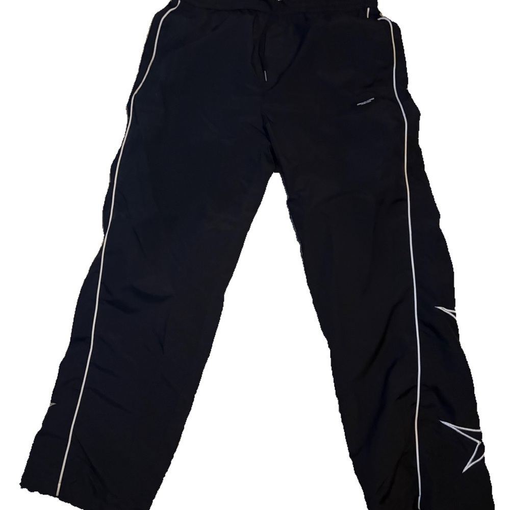 Black Track Pants with White Accents